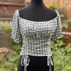 Guess Gingham Ruched Top (S)